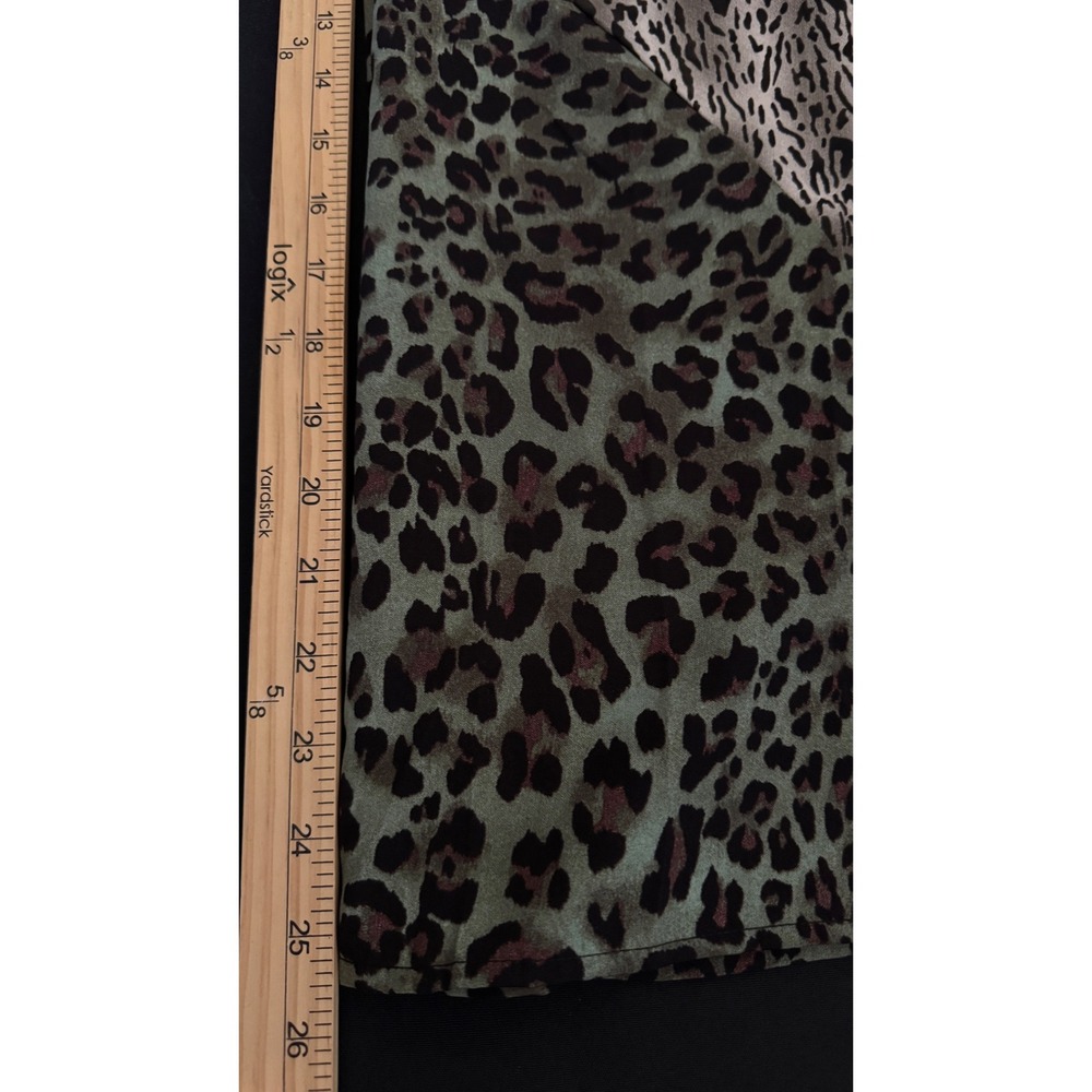 Gigio USA Wide Leg Pants Womens Medium Green Mixed Leopard Print TC1535 - Picture 7 of 13